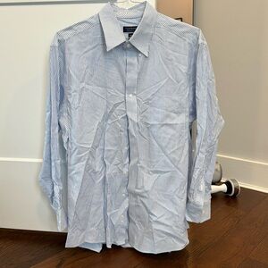 Club Room. Men’s, blue and white stripes button down. Always dry cleaned.